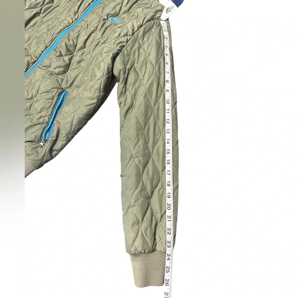 Nike Women's Olive and Blue Quilted Bomber Jacket sz: Medium - Picture 6 of 8